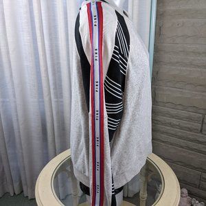 VS Pink 2018 Red White Blue Logo Stripe Sleeve Gray Sweatshirt Grey